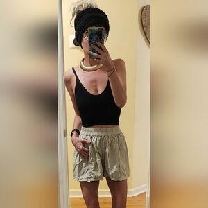 Free People Flowy Cotton Blend Shorts With Front Pockets